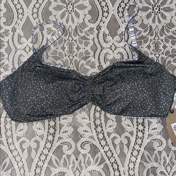 prAna XS Jess Gemma Reversible Swim Bikini Set Spotted Green Blue Yellow Stripe - Picture 16 of 17